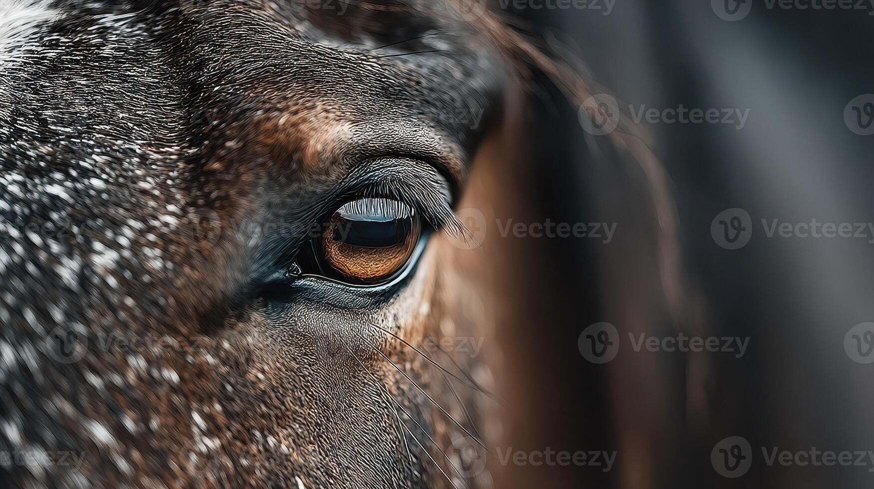 Close-up of a horse's eye capturing emotion and character in a serene setting with soft lighting photo