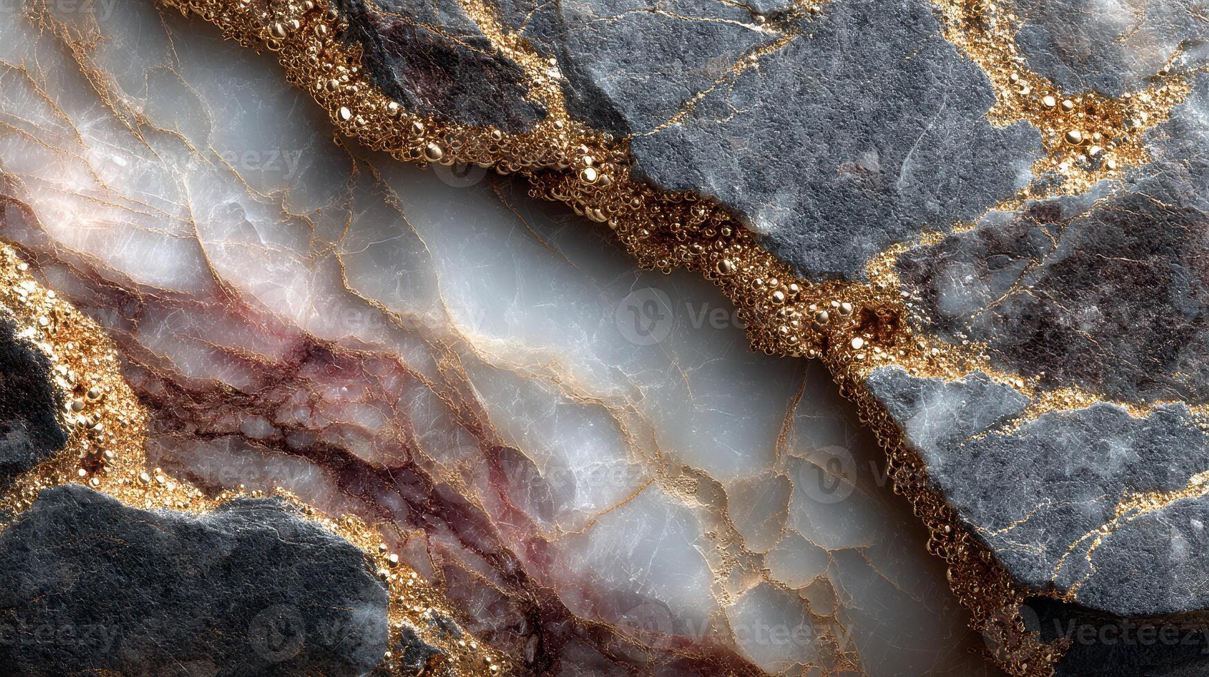 Intricate close-up view of polished marble showcasing elegant textures and shimmering patterns photo
