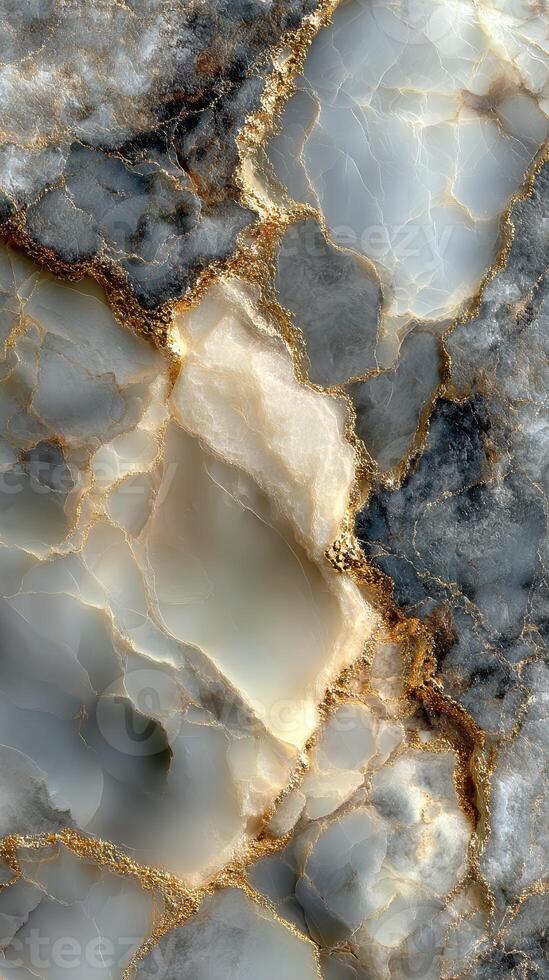 Beautiful marble texture with golden veins and white and gray patterns creates an elegant natural design photo