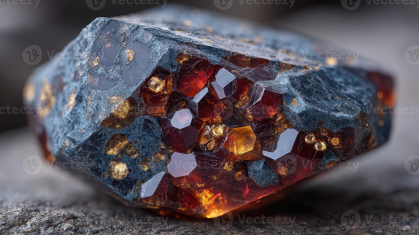 Beautiful crystal displaying rich amber hues and intricate patterns found in natural settings during daylight photo