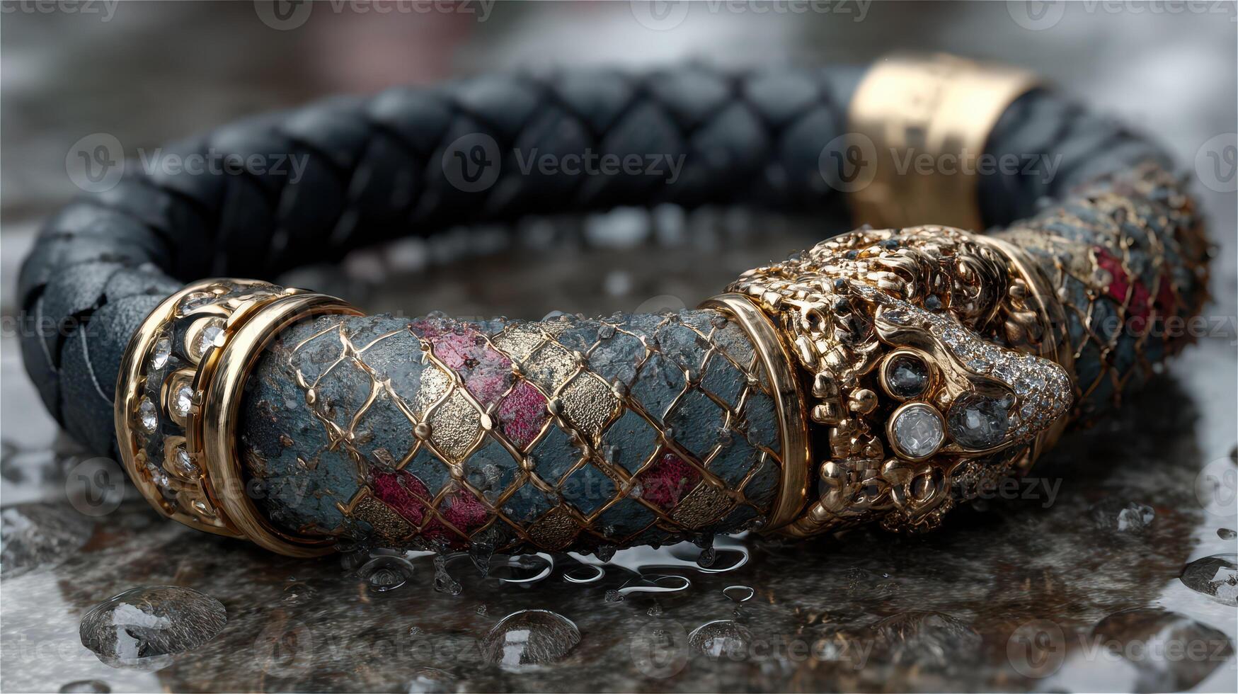 Stunning handcrafted snake bracelet with intricate designs and colorful details photo