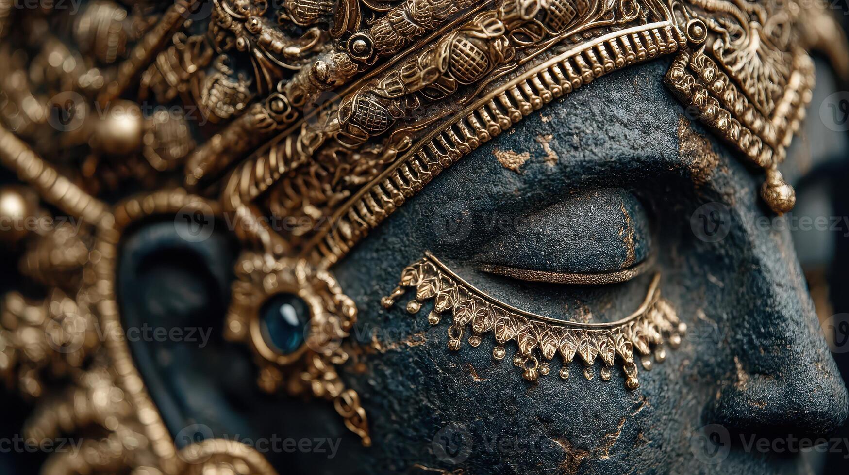 Intricate close-up of an ancient sculpture highlighting detailed craftsmanship and cultural significance in a historic setting photo