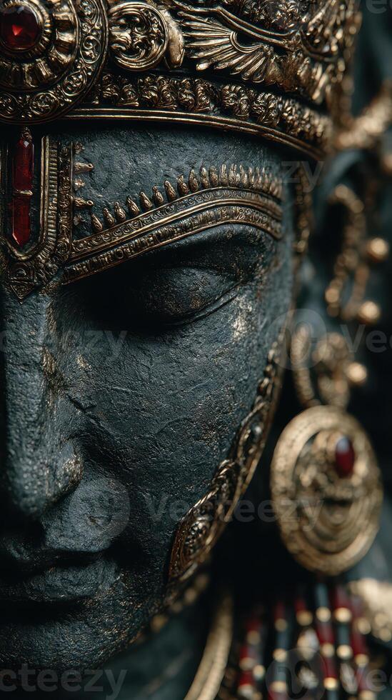 Intricate details of a traditional statue showcasing rich cultural heritage and artistry in close up photo