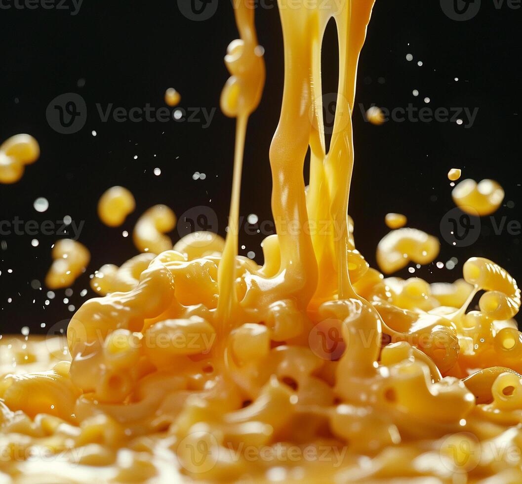 A large amount of macaroni is covered in a yellow sauce photo