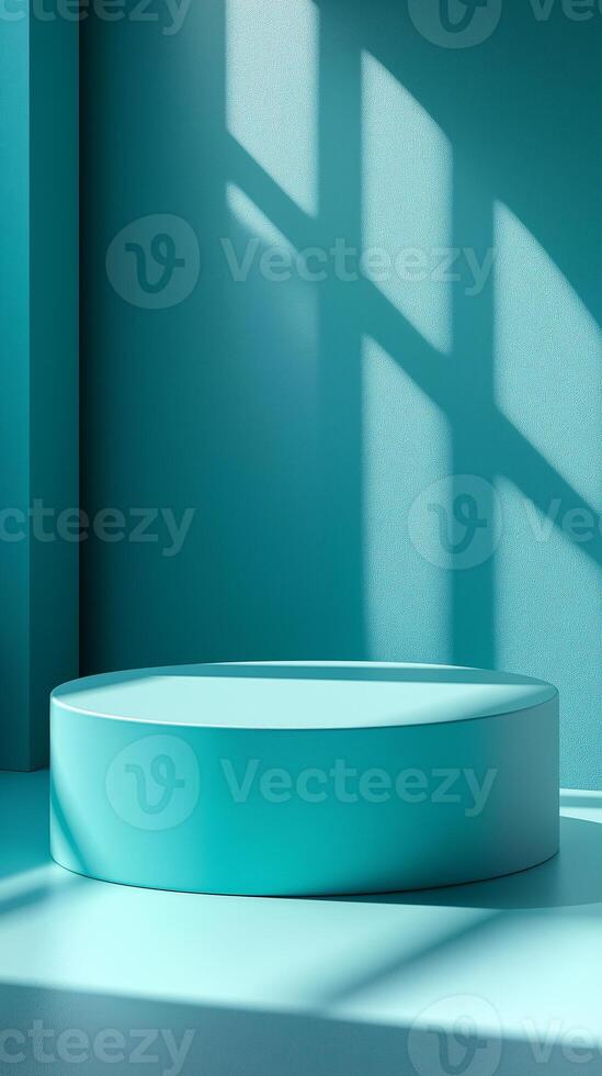 A blue cube with a shadow on it photo