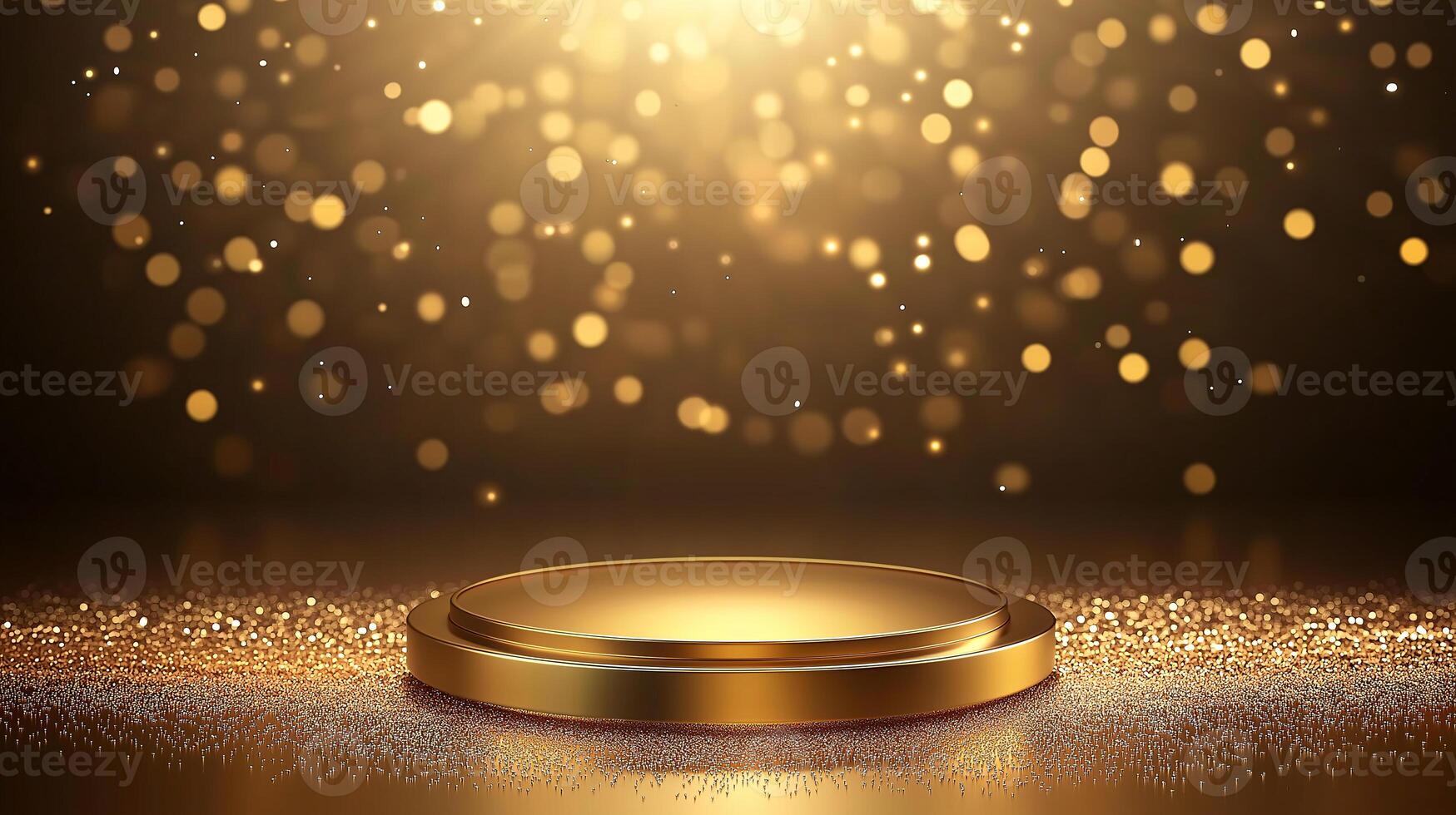 A gold podium with a lot of sparkles on it photo