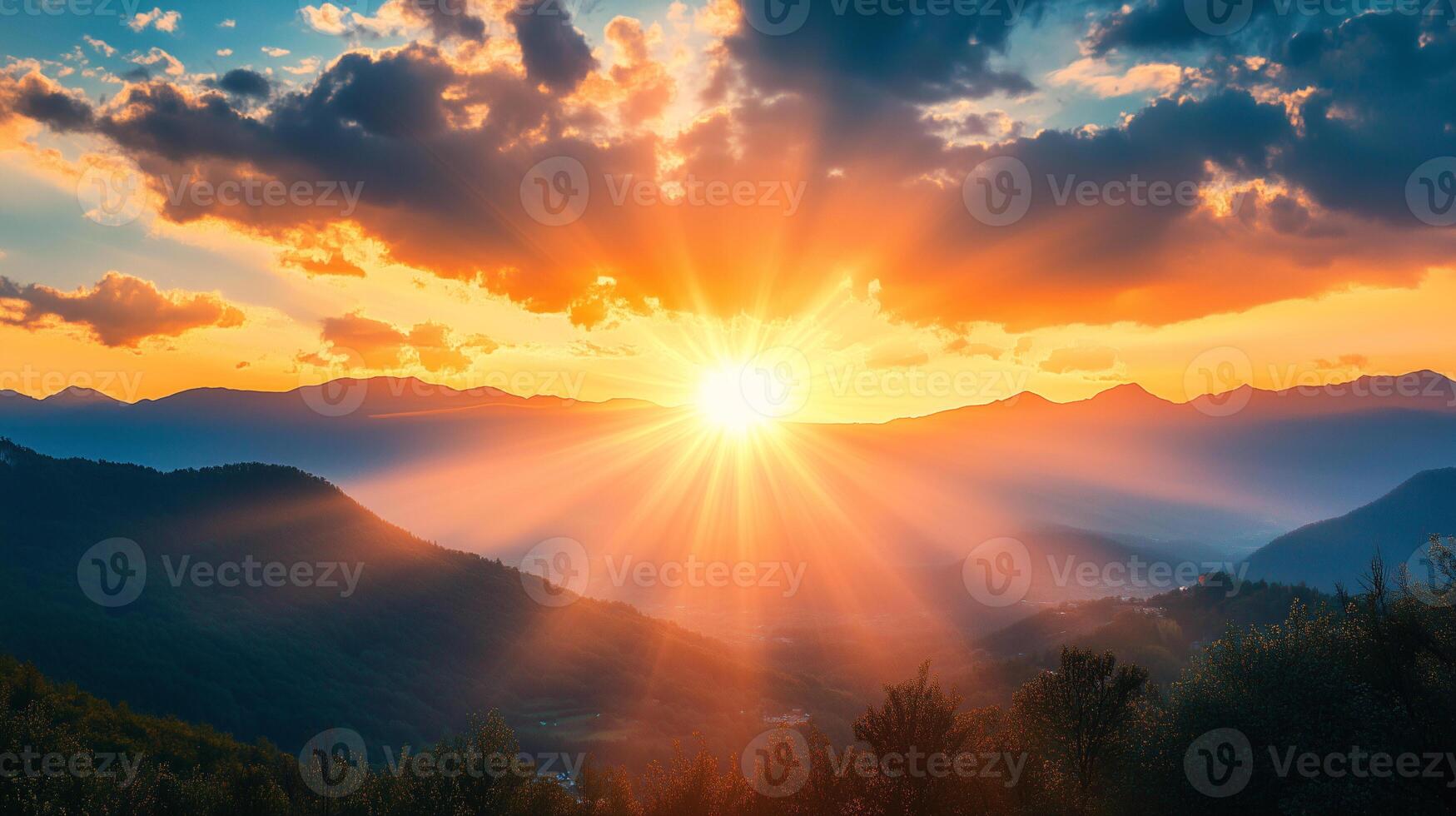 The sky is a mix of blue and orange hues, creating a serene photo