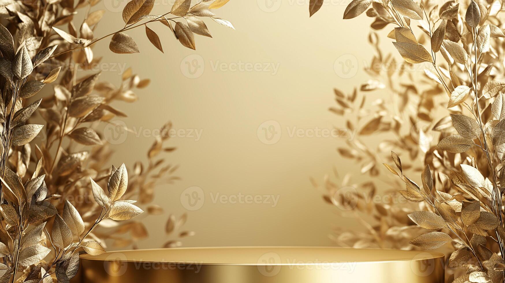 A gold leafy background with a gold leafy frame photo