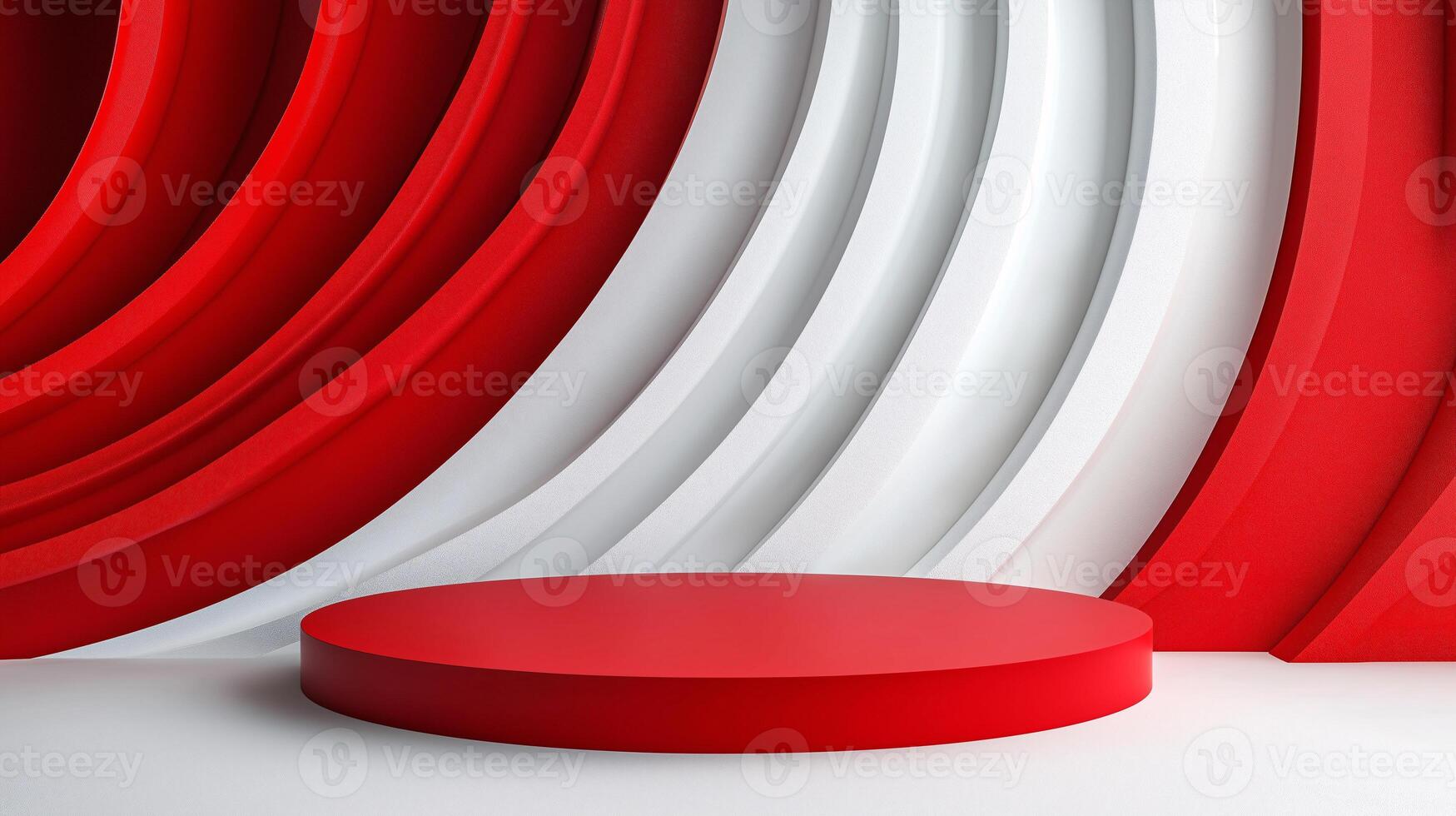 A red and white wall with a red and white circle in the middle photo