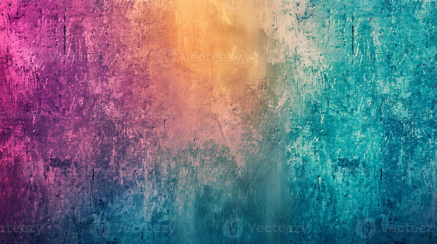 A colourful abstract painting with a blue and purple background and a yellow photo