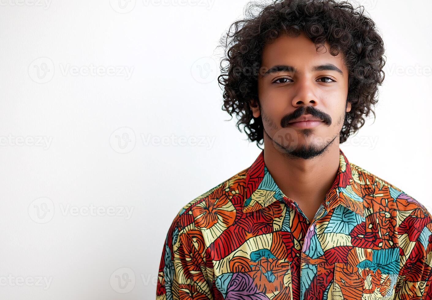 A man with a lovely beard and a colourful shirt photo