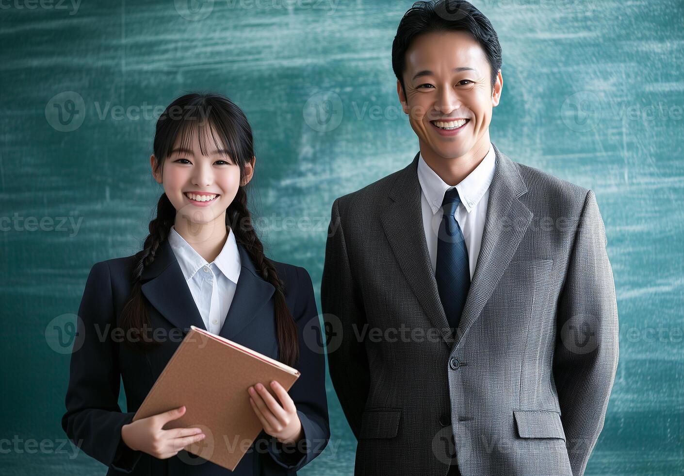 A teacher and a talented student are smiling for the camera photo