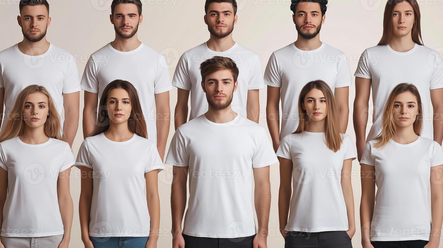 Diverse Group of People Wearing Blank White T-Shirts Apparel Mockup photo
