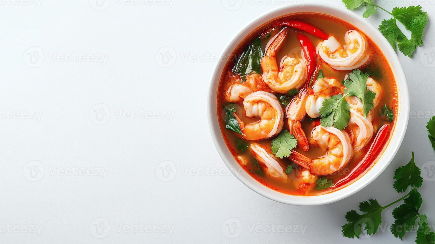 Authentic Thai Tom Yum Soup with Shrimp and Chili photo