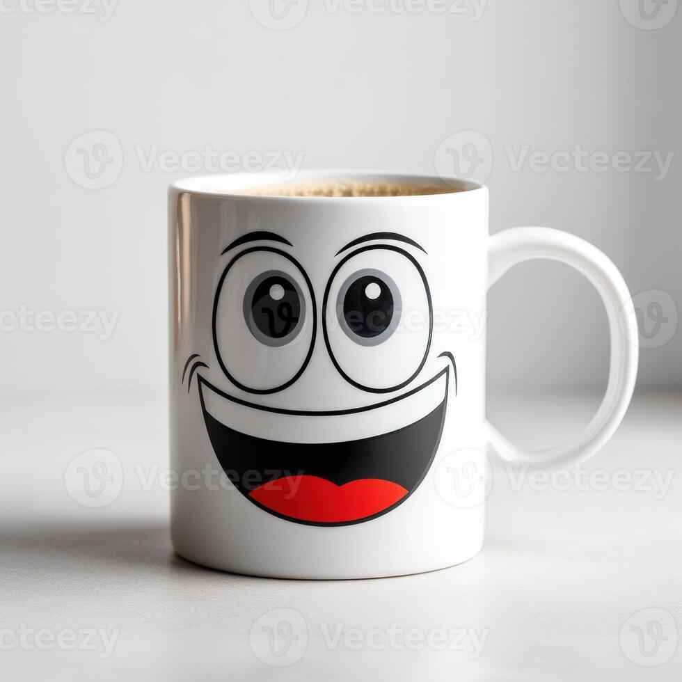 A mug with a smiling face on it photo