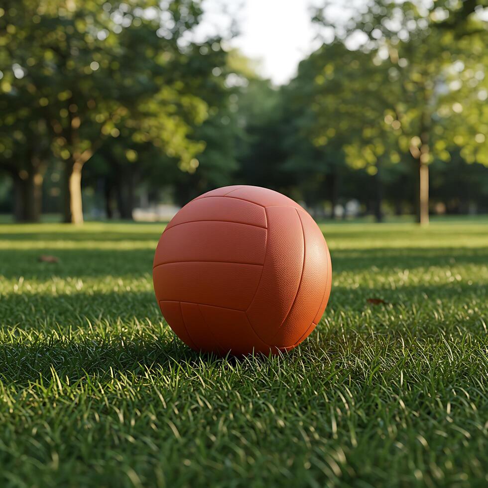 A volleyball ball on the grass photo
