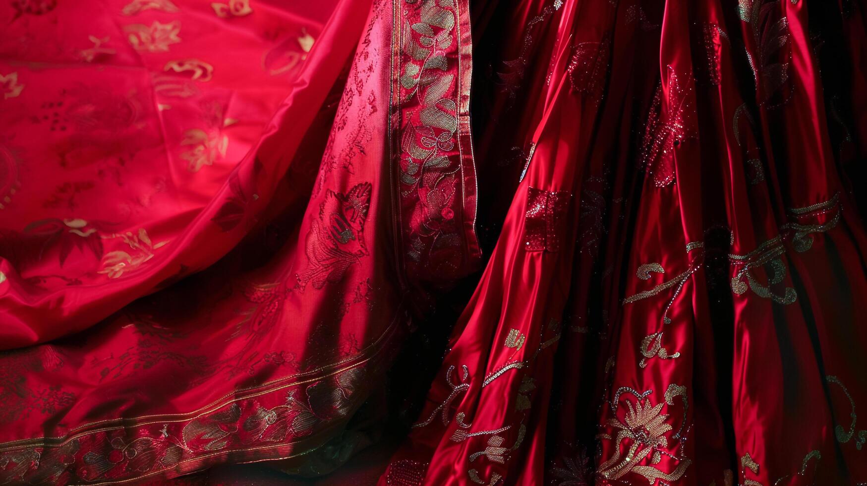 A red dress with gold and silver embroidery photo