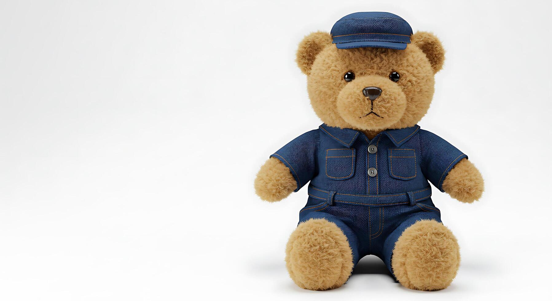 A teddy bear wearing a blue uniform photo