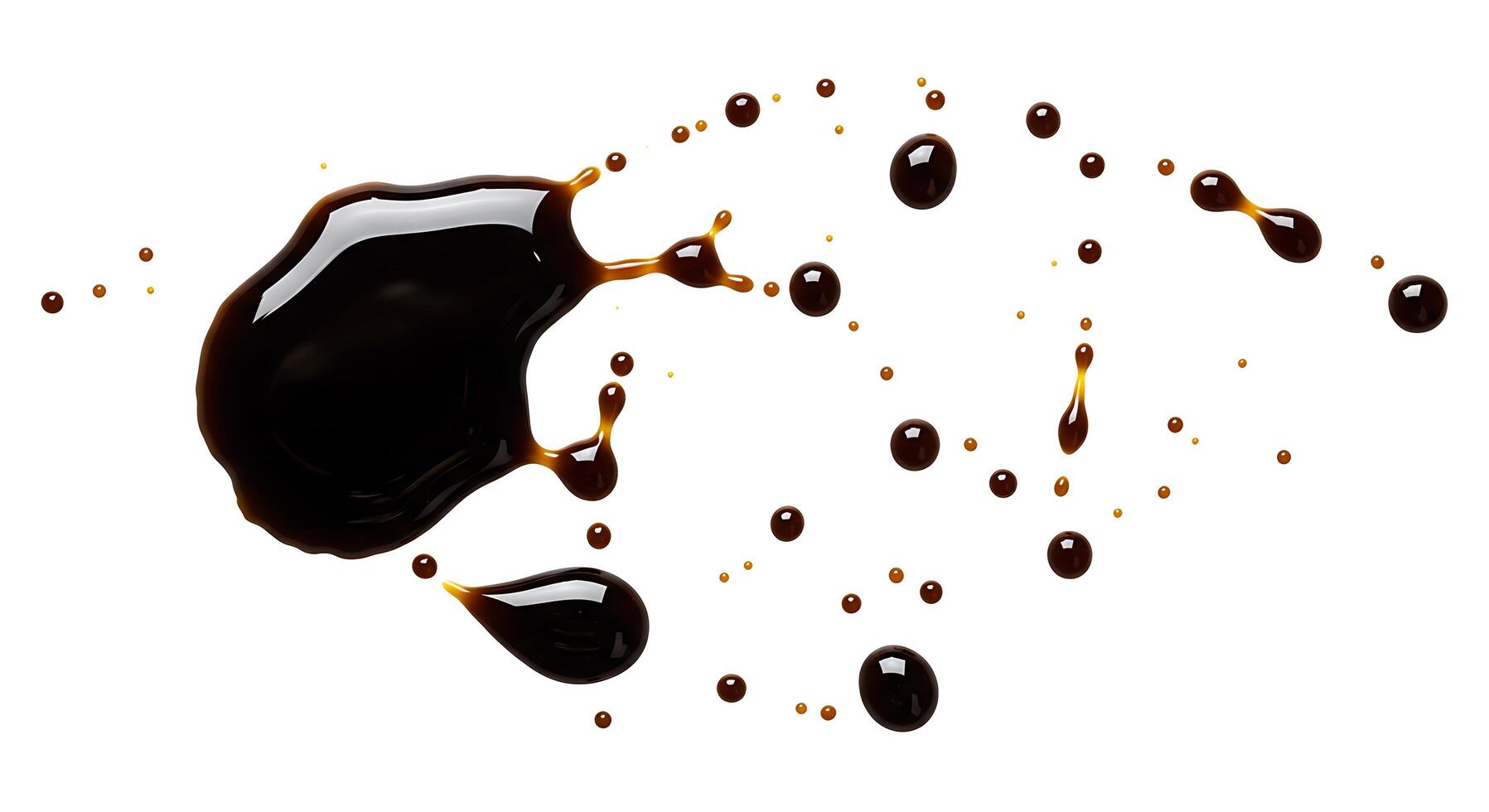A black liquid is splashed on a white background photo