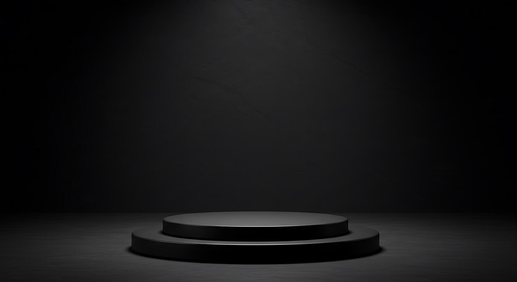 Black podium with spotlight on a dark background photo