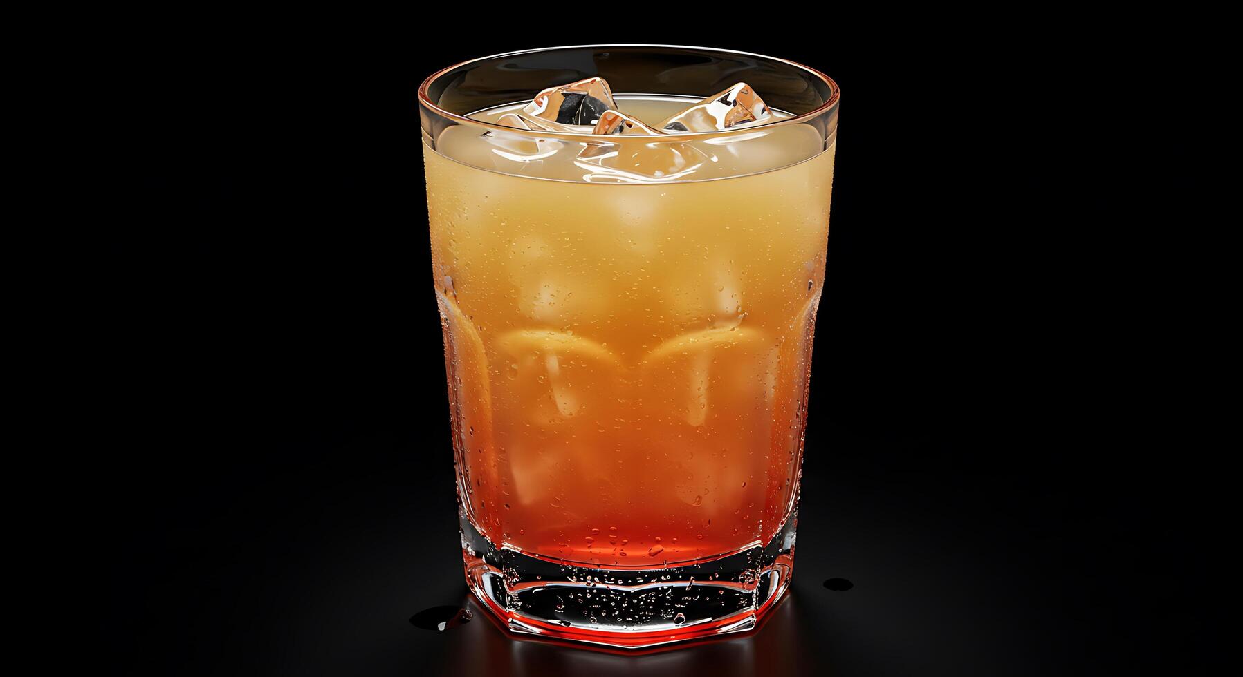 A glass of orange drink with ice on top photo