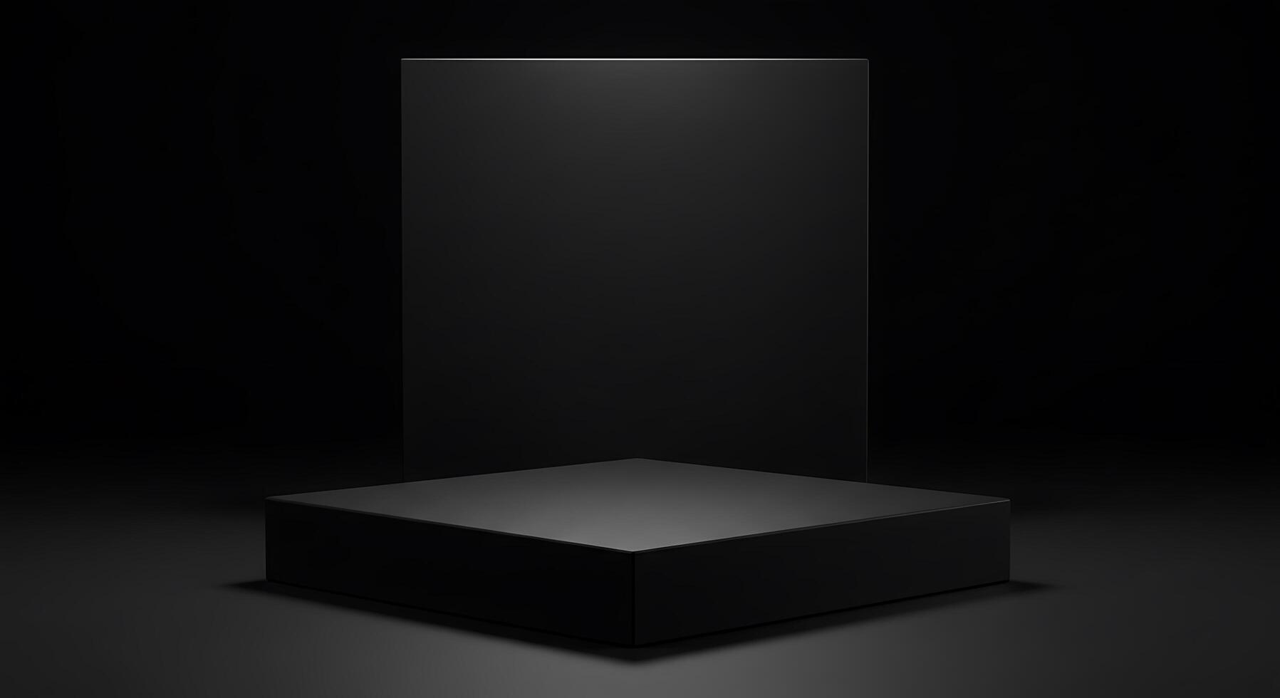 Black box with a square box on a dark background photo