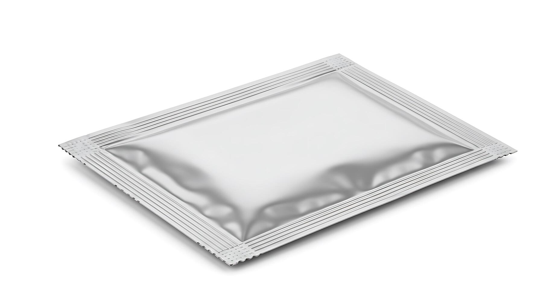A silver packet of medicine on a white background photo