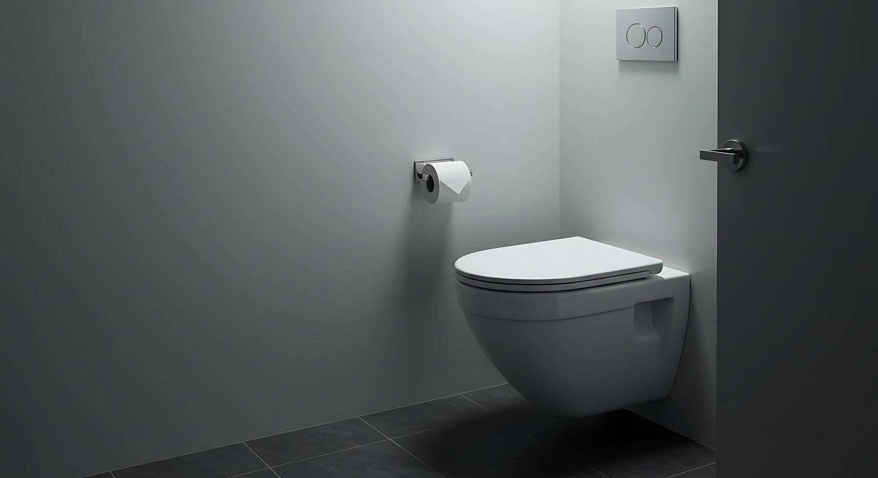 A toilet sitting in a small room with a light on photo