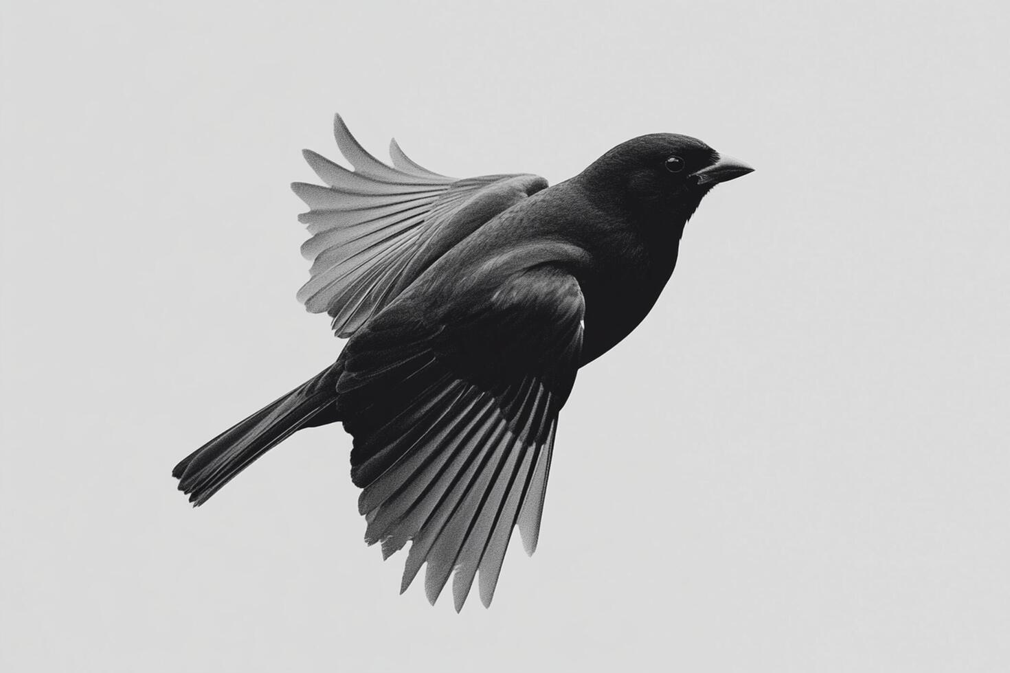 A black bird flying in the air photo