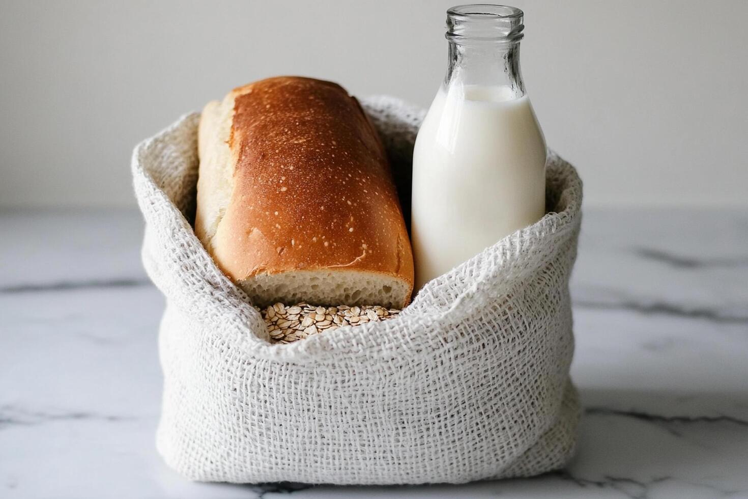 Bread and milk in a bag photo