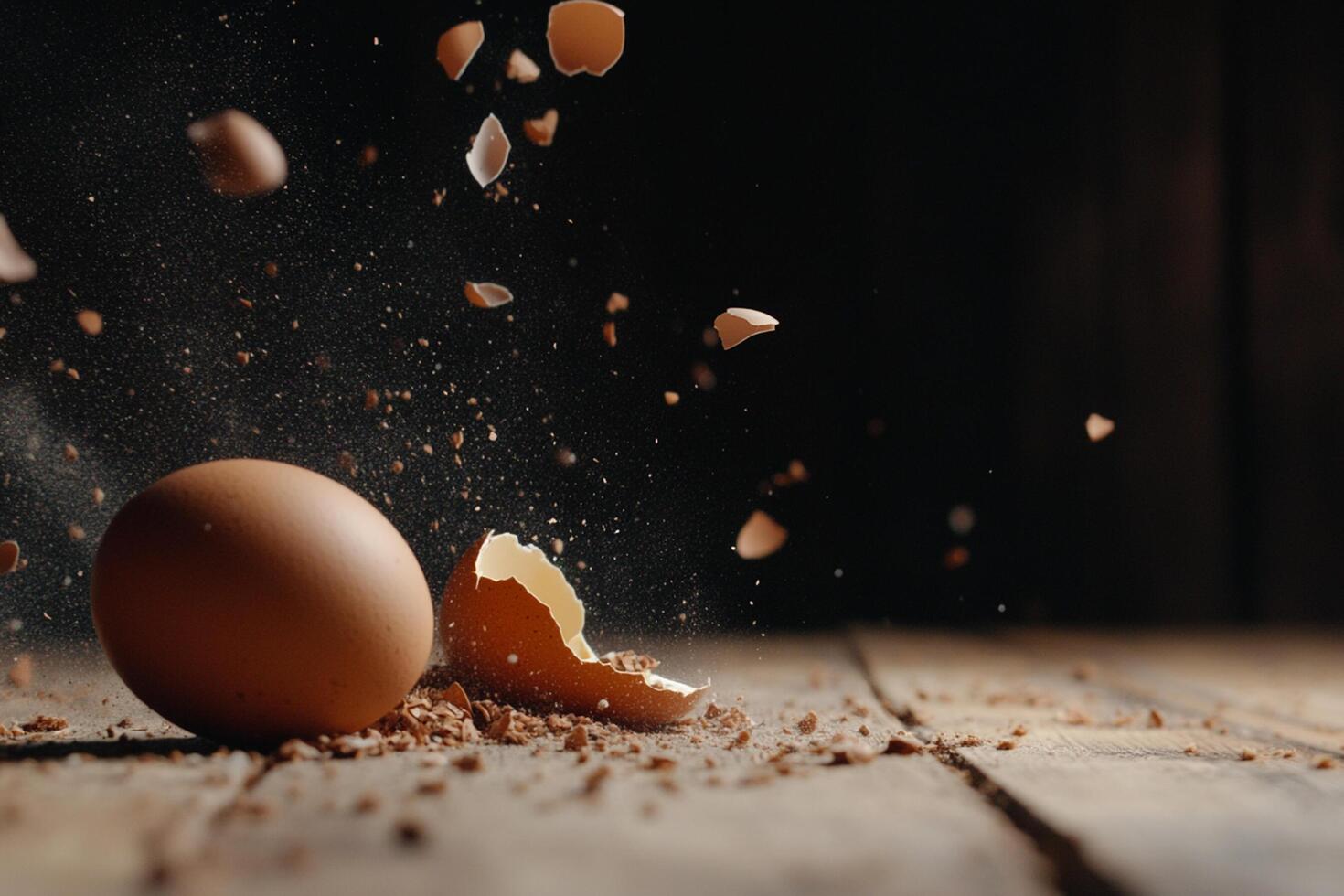An egg is broken open with a crack photo