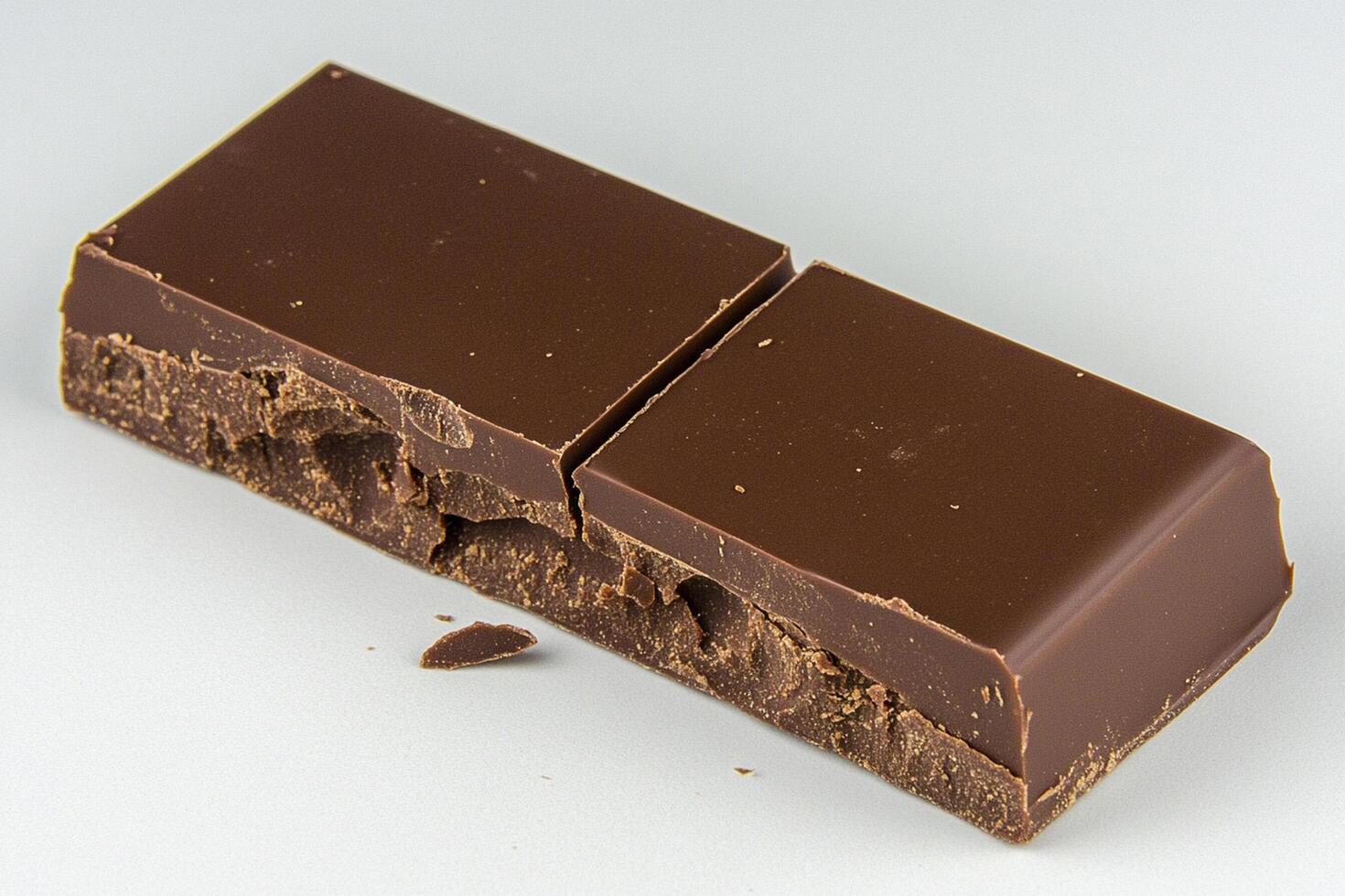 A piece of chocolate on a white surface photo