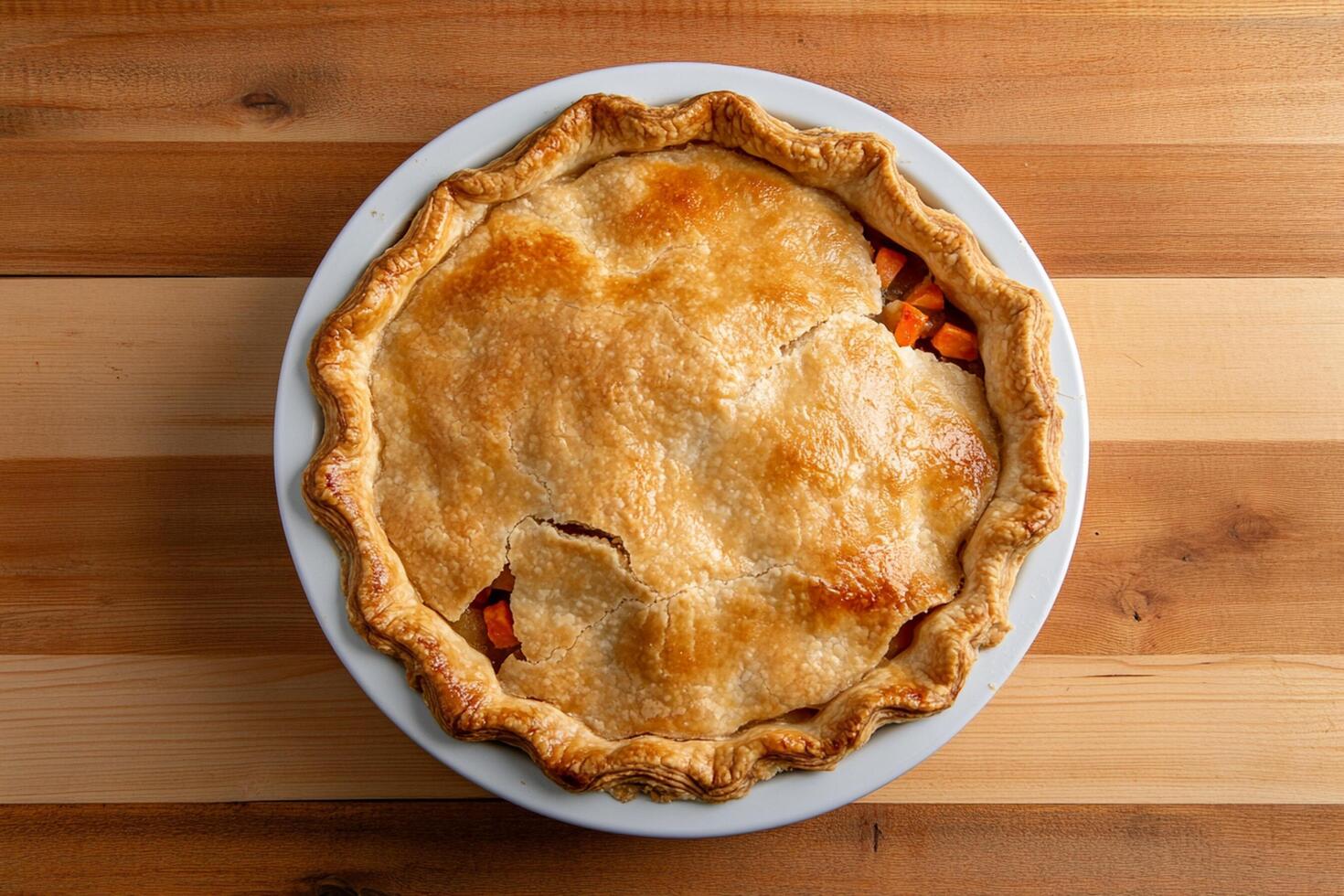 A pie on a wooden table photo
