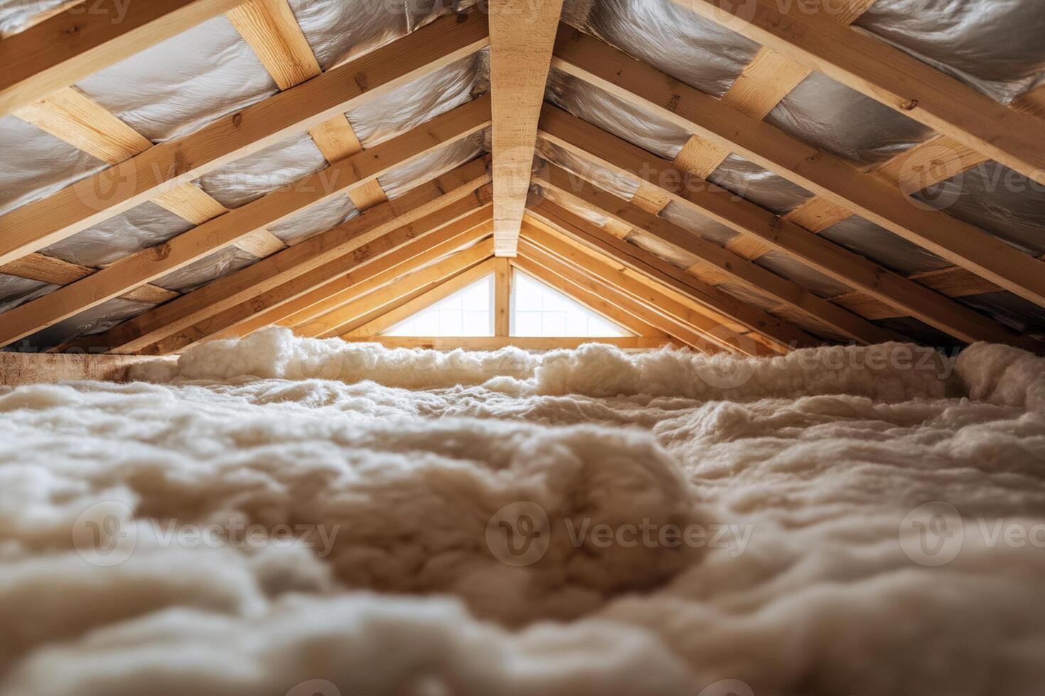 Insulation in attic with a window photo
