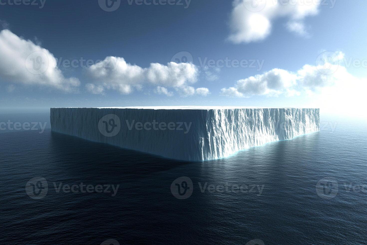 An iceberg floating in the ocean photo