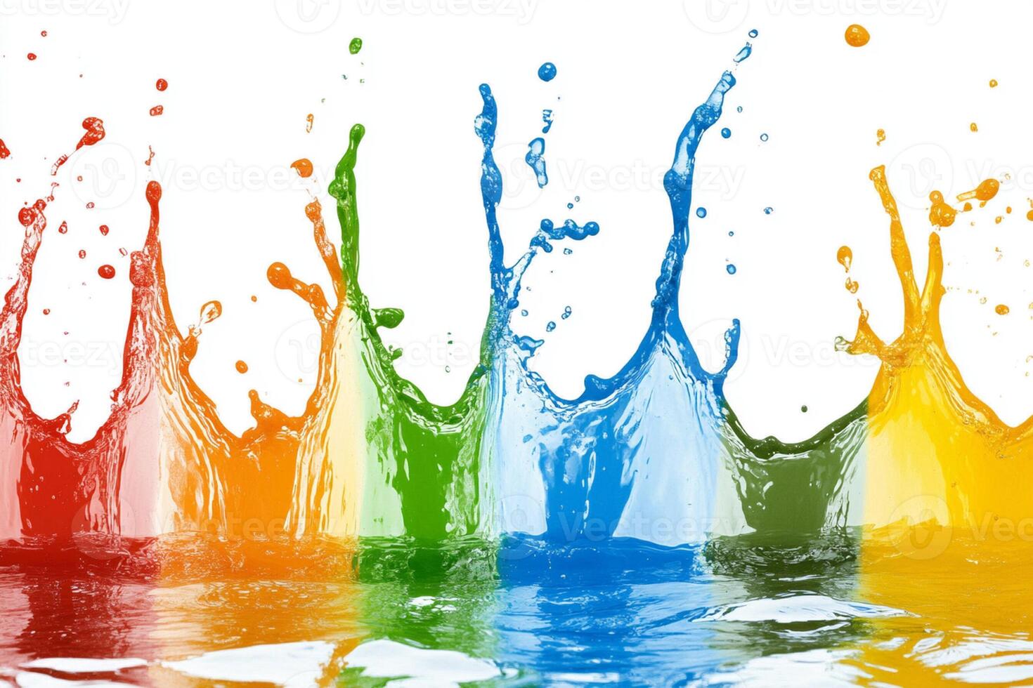 Colorful water splashes on a white background photo