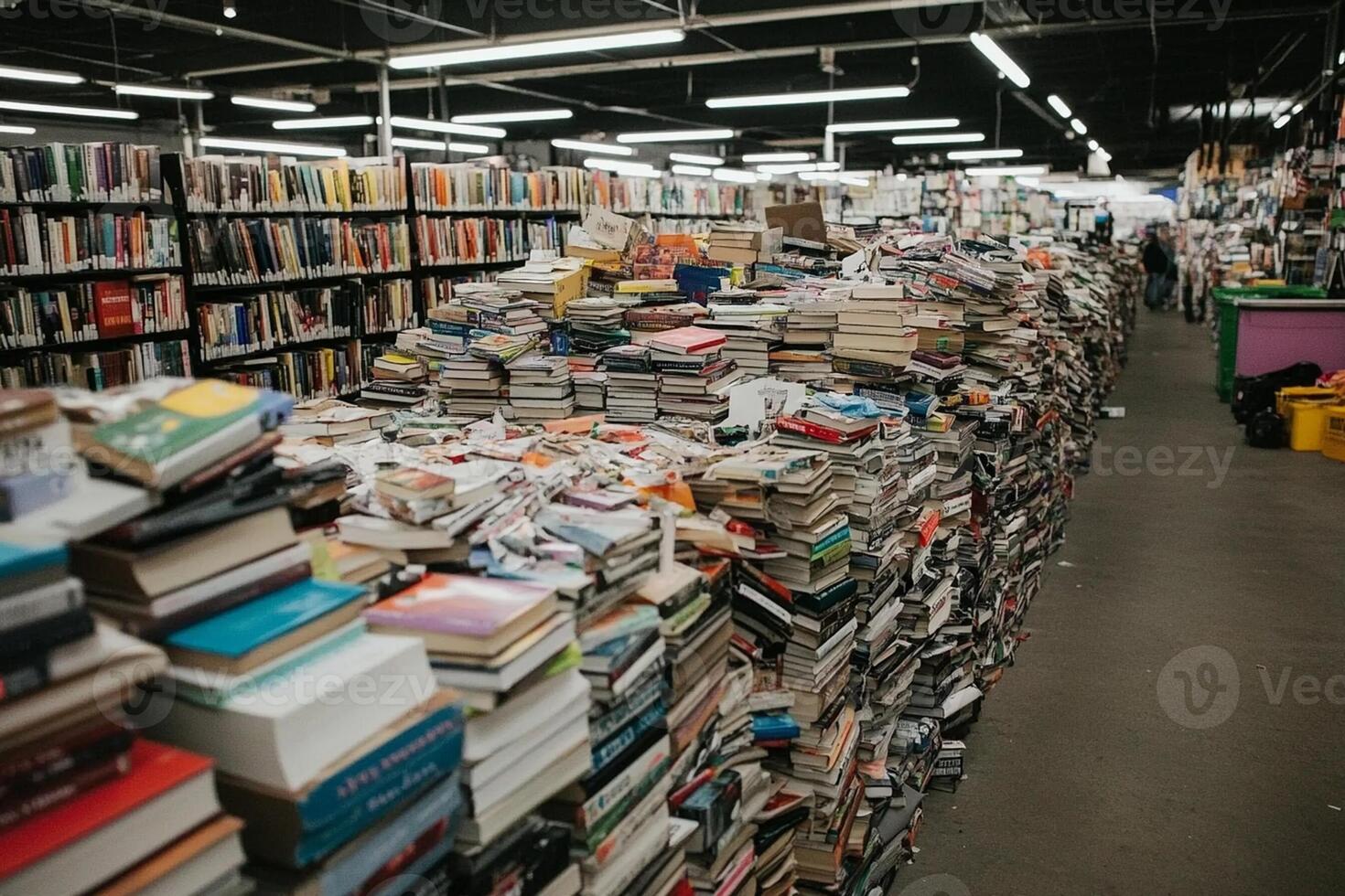 A large pile of books in a bookstore photo