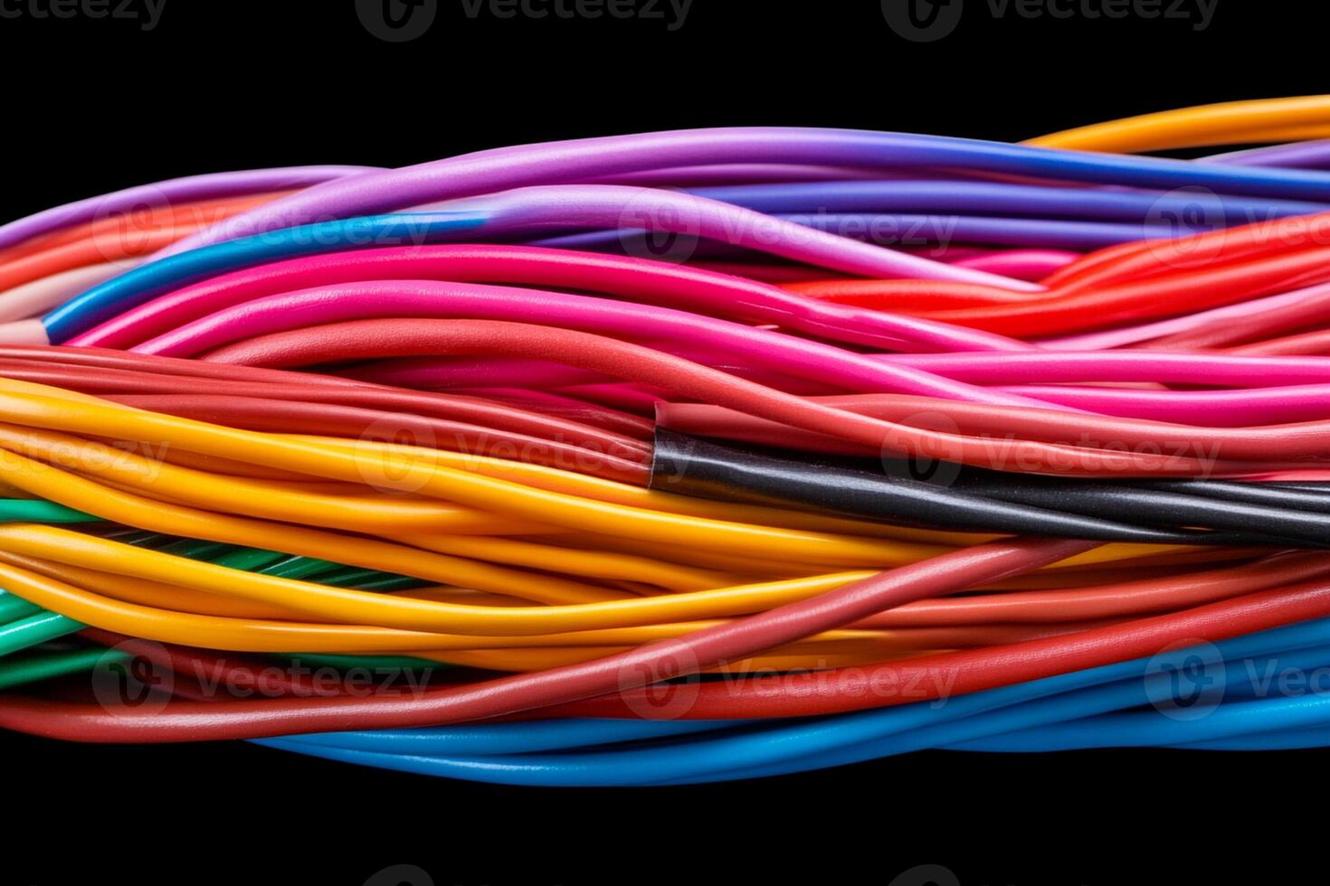 Colorful wires on black background photo