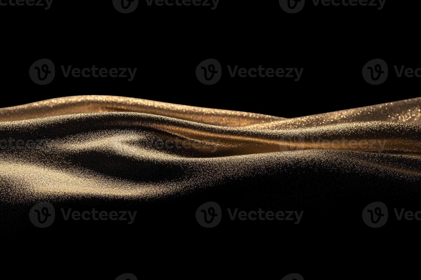 Golden fabric on a black background photo