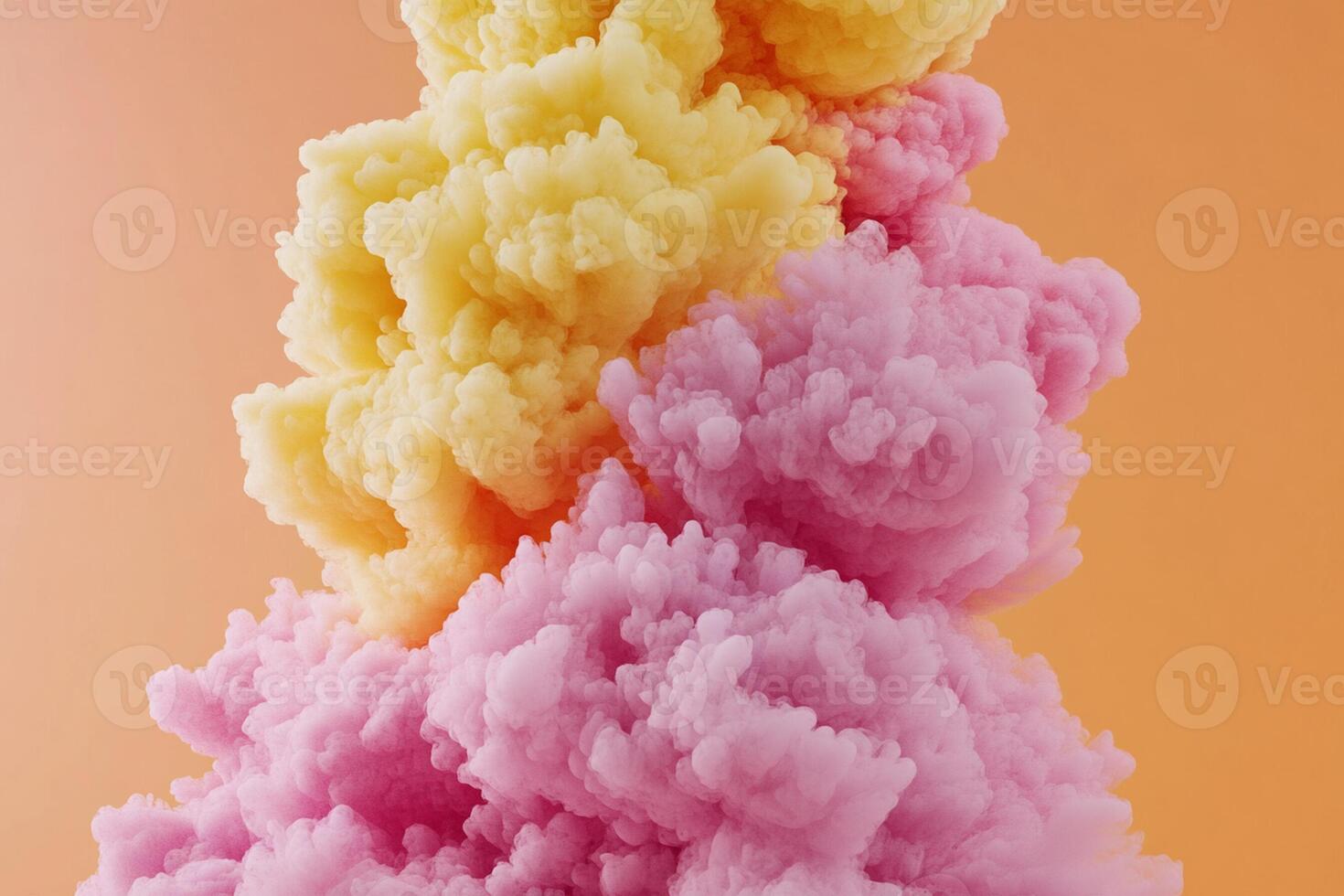 Colorful smoke cloud on orange background photo