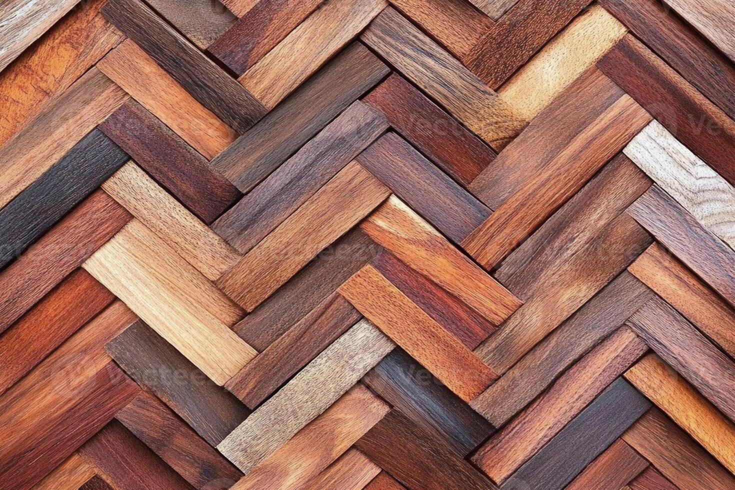 A wall made of wood with a herringbone pattern photo
