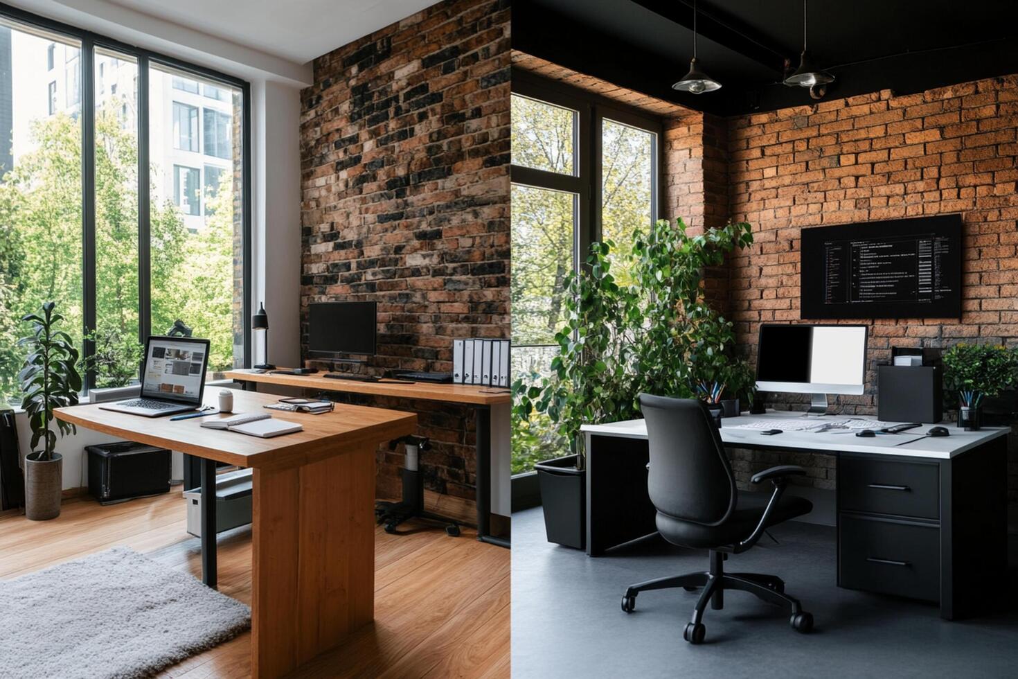 A home office with a desk, chair and computer photo