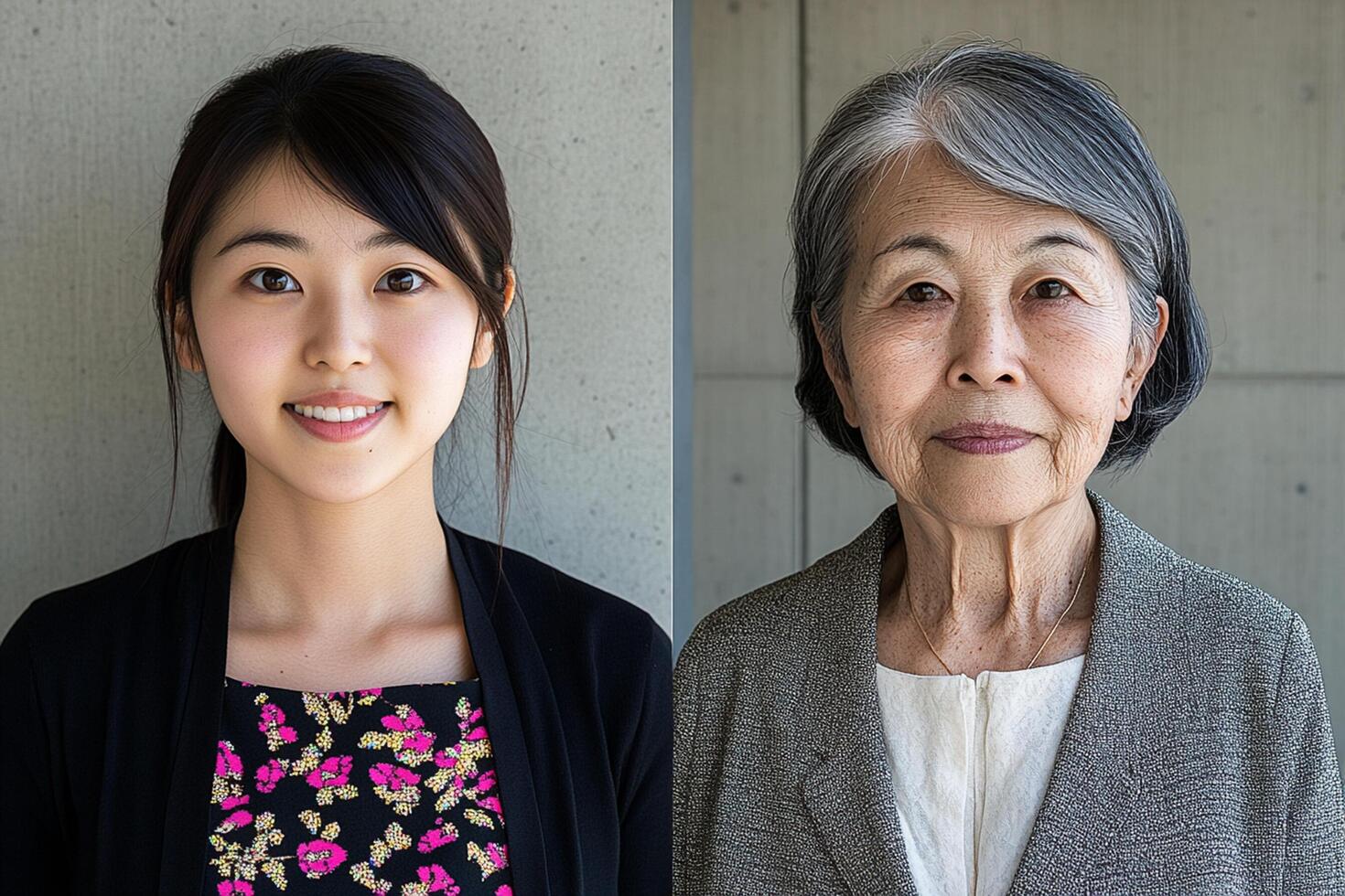 Two women are smiling and one is older photo