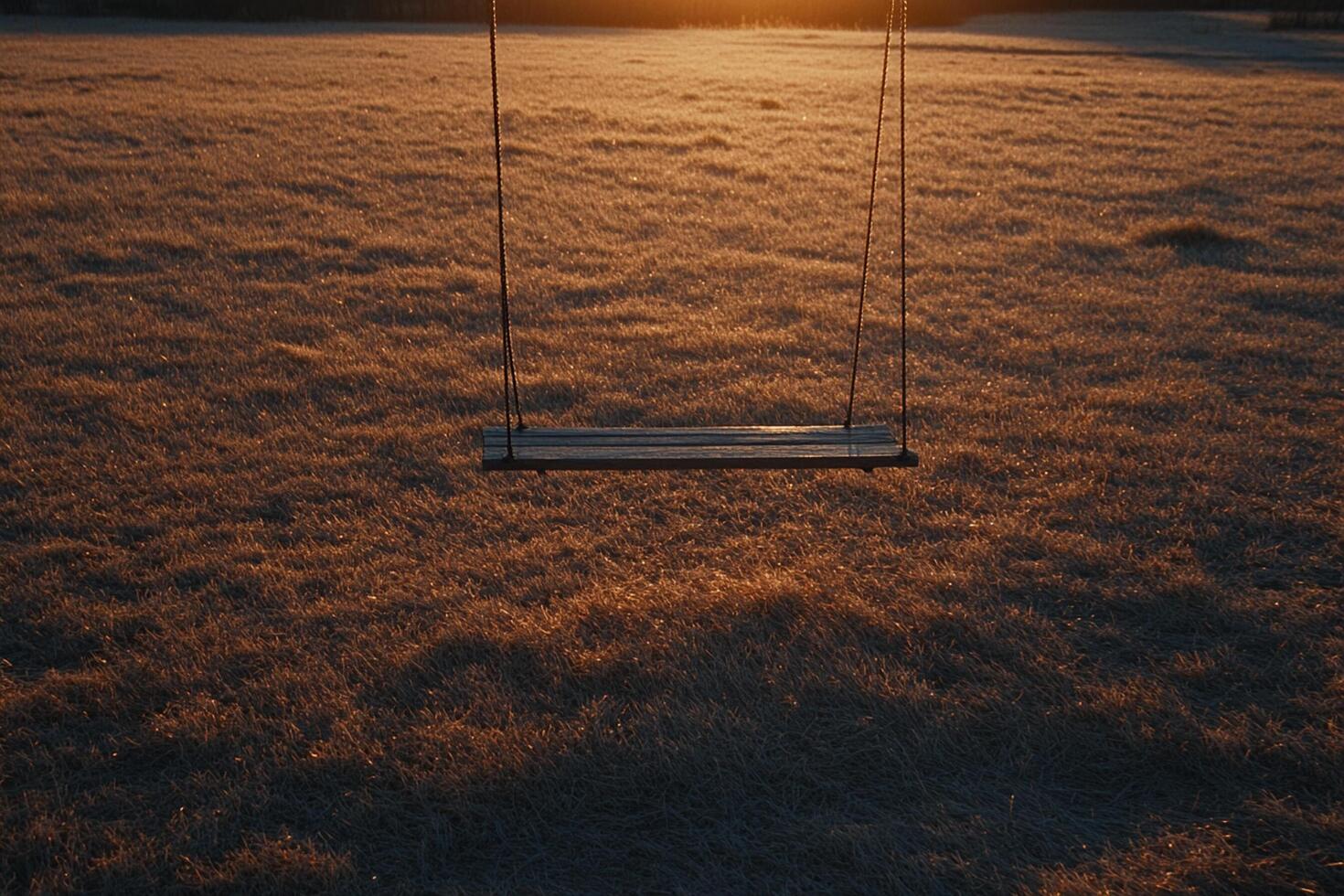 A swing in a field at sunset photo