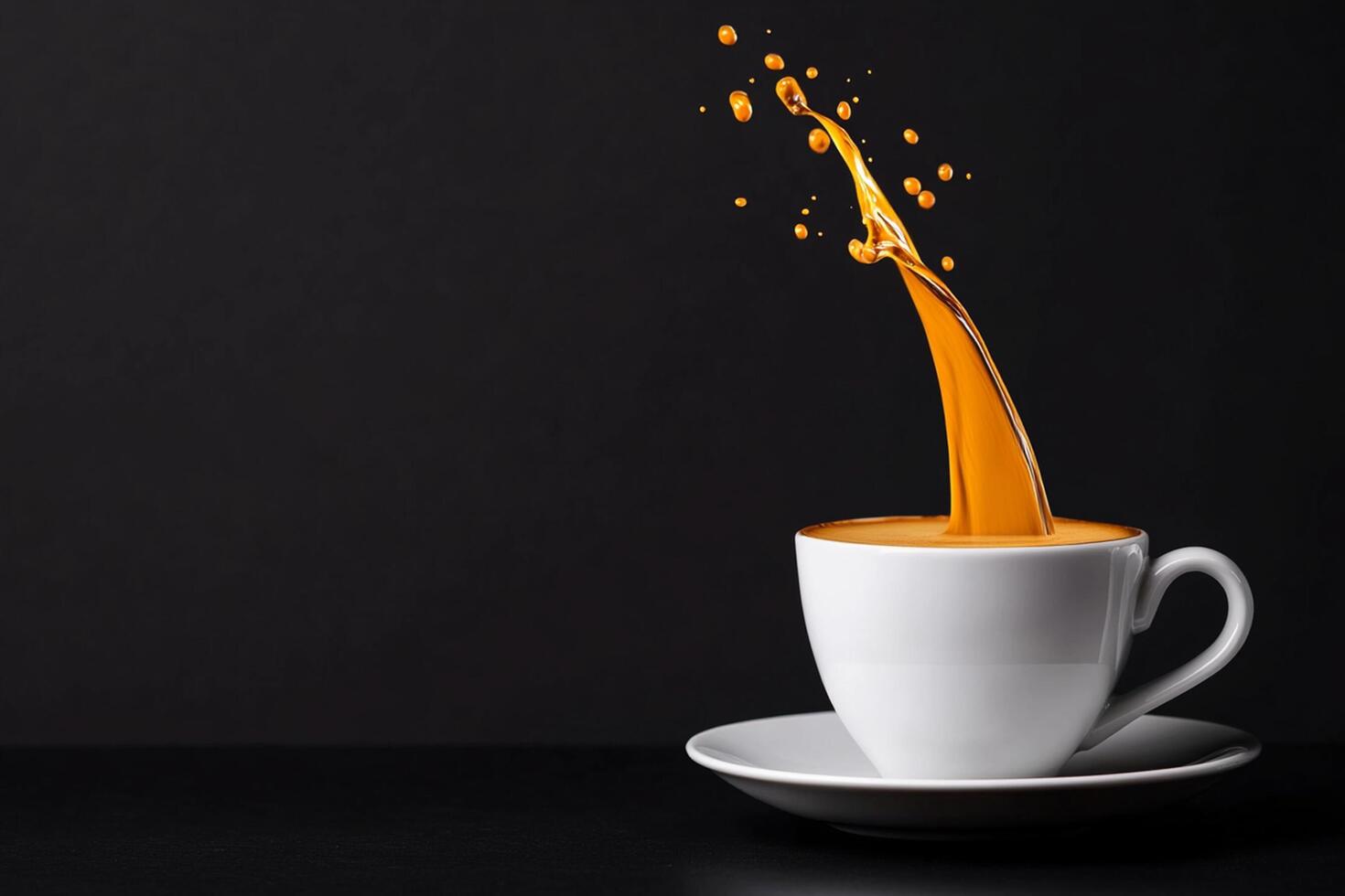 A cup of coffee with a splash of liquid photo