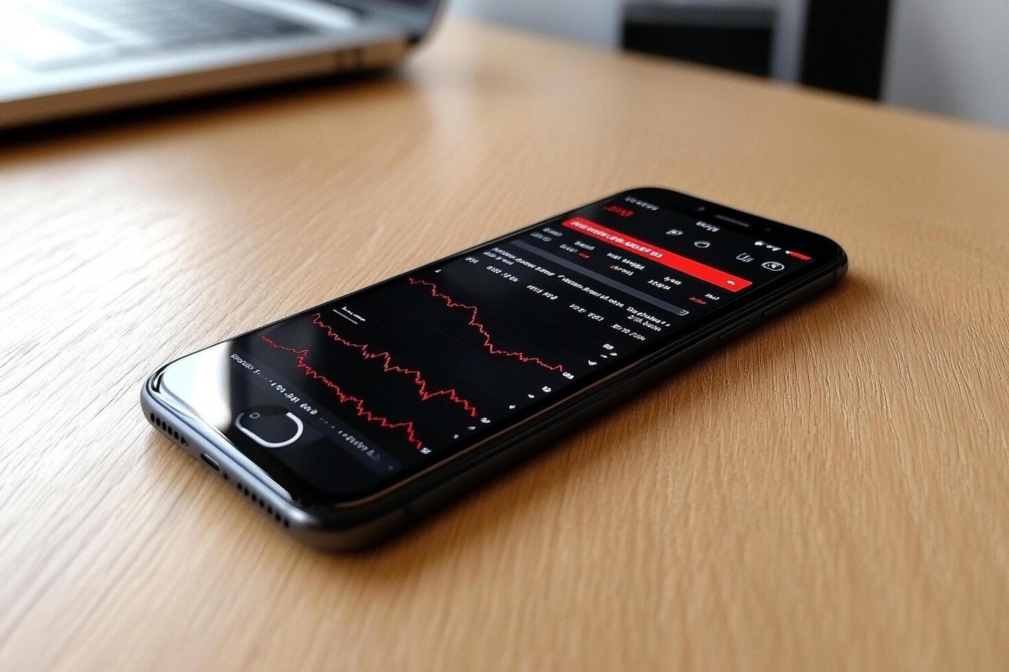 An iphone with a graph on the screen photo