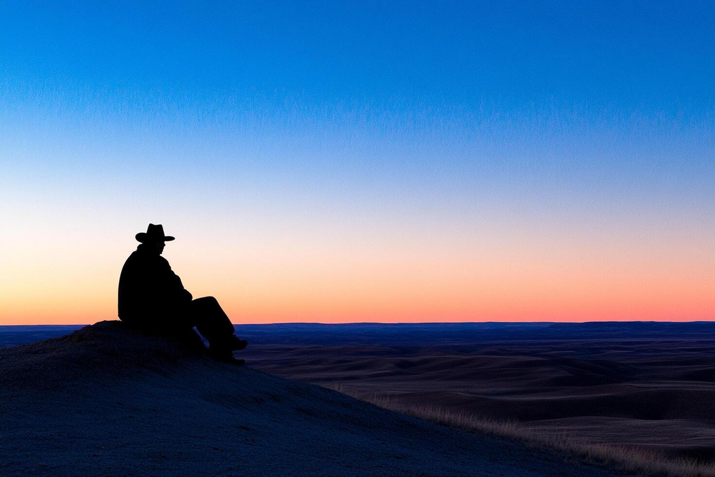 A man sitting on a hill photo