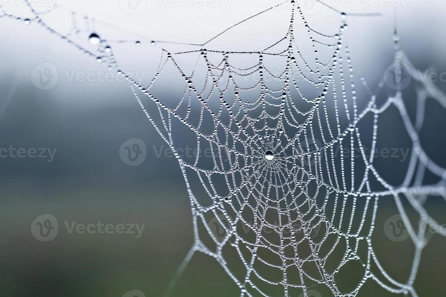 A spider web with dew on it photo
