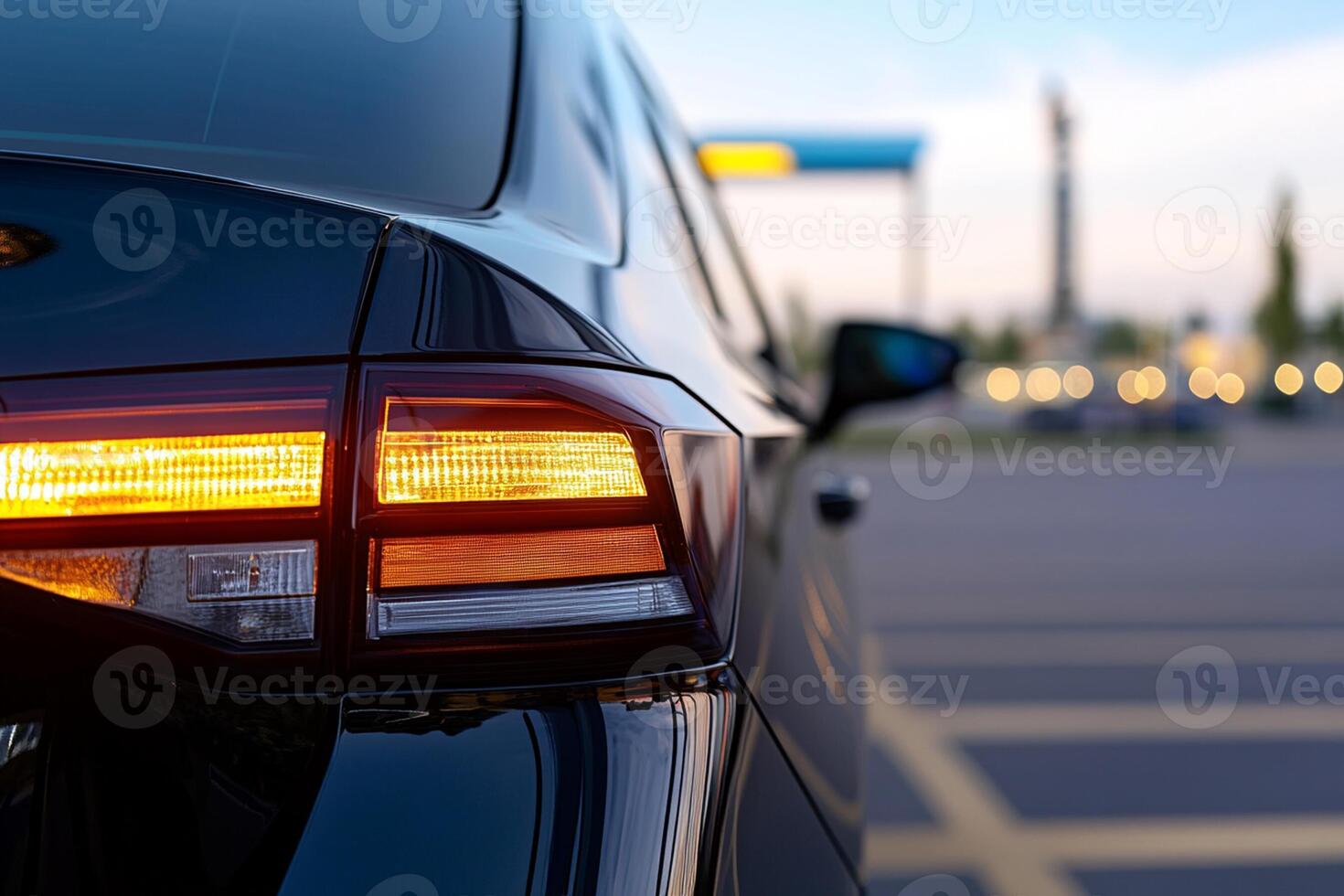 A close up of the tail lights of a car photo