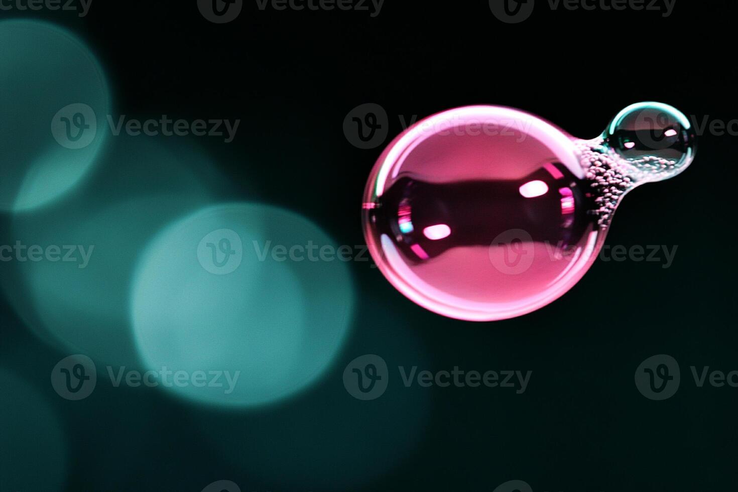 A pink bubble with a blue background photo